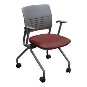 KI Strive Used Nesting Chair, Gray and Orange-Red Pattern