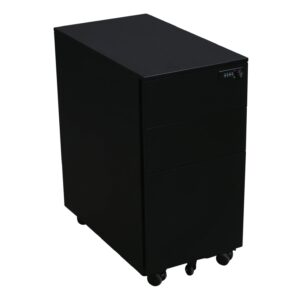 Narrow Box Box File Used Mobile Pedestal w Combo Lock, Black