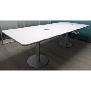 Steelcase Standing 12 Ft Used Tapered Conference Table w Power Grommets, White