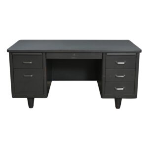 McDowell & Craig Used Rustic 30x60 Metal Double Pedestal Desk, Gray