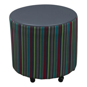 OFS Used Mobile Ottoman w Gray Leather Top, Multicolored Pattern