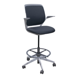 Steelcase Cobi Used Mesh Stool with Fixed Arms, Gray