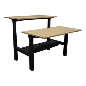Steelcase Used Adjustable Height Double Desk for 2, Maple