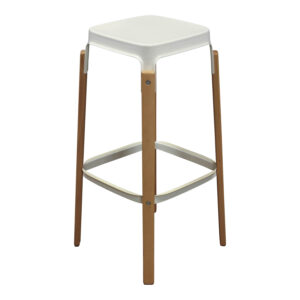 Used 31 In Metal and Wood Stool, White
