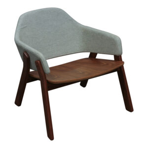 Blu Dot Clutch Used Natural Wood and Light Gray Chair