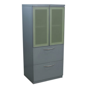 Herman Miller Used 24 In 2 Drawer Lateral File and 2 Door Storage Cabinet, Gray