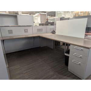Steelcase Answer 6.5x8 Used Cubicle, Walnut and Gray