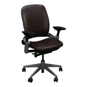 Steelcase Leap V2 Used Platinum Task Chair, Brown PU Leather