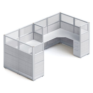 goSIT 6x6 Mid-Size Cubicle with 60" Panels – Fabric & Glass