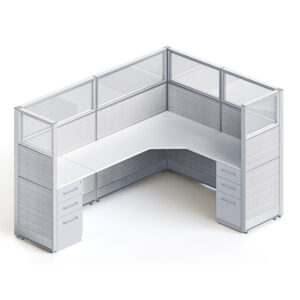 goSIT 8x6 Manager Cubicle with 60" Panels – Fabric & Glass