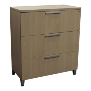 Allsteel Align 36 In 3 Drawer Used Laminate Lateral File, Blond Maple