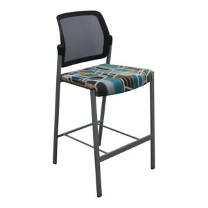 Allsteel Relate Used Black Mesh Back Stool, Multicolor Seat