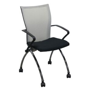 Haworth X99 Used X640 Off White Mesh Back Nesting Chair w Chrome Base, Black Seat