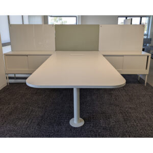 Herman Miller Used Public Office Landscape Media Table w Privacy Panels, White and Light Green