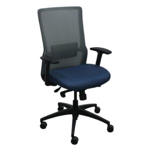 SitOnIt Novo Used Gray Mesh Back Chair, Blue Pattern Seat