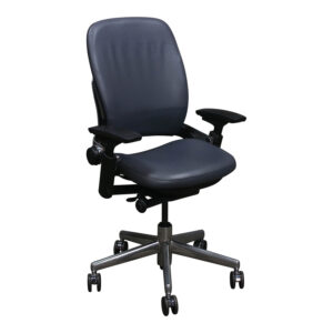 Steelcase Leap V2 Used Aluminum Base Task Chair, Slate Gray PU Leather