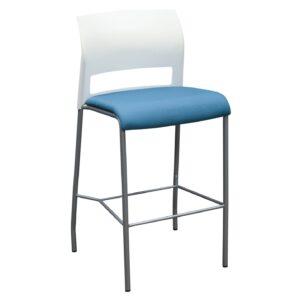 Steelcase Move Used Stool, White and Blue Pattern