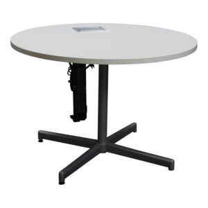 Steelcase Used 42 In Round Meeting Table w Extron Power Grommet, White