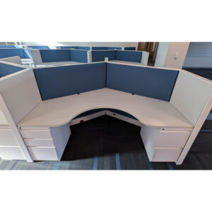 6x5 Knoll Dividend Used 120-Degree Workstation, Blue and White