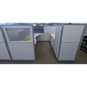 8x6 Herman Miller Canvas Office Landscape System Used Cubicle, Blue and White