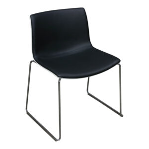 Arper Catifa 46 Used Stack Chair, White and Black Satin PU Leather