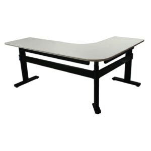 Steelcase Used L-shaped Sit Stand Desk w Computer Corner and Left Return, Off White