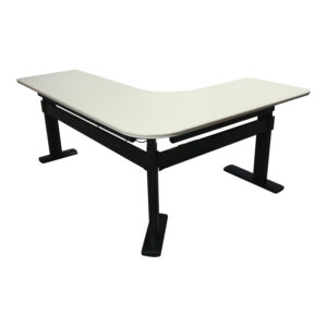 Steelcase Used L-shaped Sit Stand Desk w Computer Corner and Left Return, Off White
