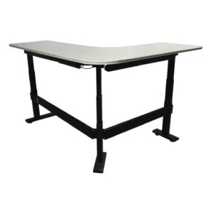 Steelcase Used L-shaped Sit Stand Desk w Computer Corner and Left Return, Off White