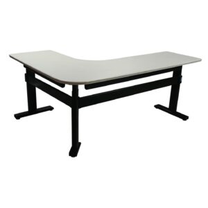 Steelcase Used L-shaped Sit Stand Desk w Computer Corner and Right Return, Off White