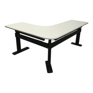 Steelcase Used L-shaped Sit Stand Desk w Computer Corner and Right Return, Off White