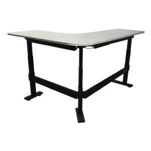 Steelcase Used L-shaped Sit Stand Desk w Computer Corner and Right Return, Off White