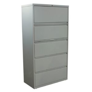 Used 36 In Lateral File 5 Drawer, Light Putty