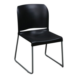 Used Plastic Stack Chair w Sled Base, Black