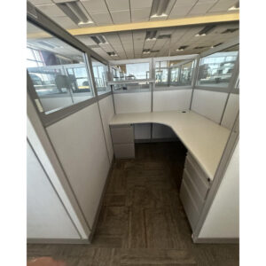 5x6 Groupe Lacasse nVision Used Cubicle w Glass, Gray