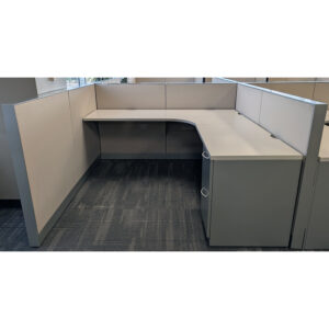 6x6 Steelcase Avenir Used Buddy Station Cubicle, Light Tan - Sold in Rows