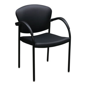 Allsteel Tolleson T-Klop Used PU Leather Stack Chair, Satin Black