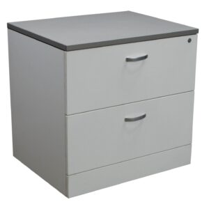Global Used 30 Inch 2 Drawer Laminate Lateral File w Gray Top, White
