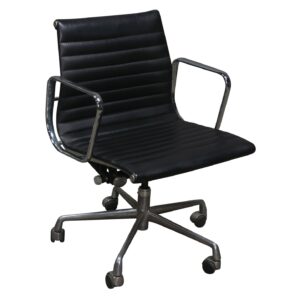 Herman Miller Eames Used Aluminum Group Management Leather Chair, Black
