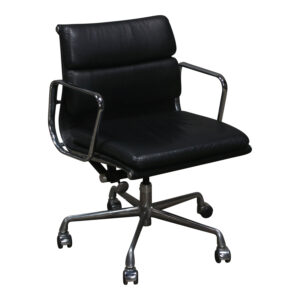 Herman Miller Eames Used Aluminum Group Management Padded Leather Chair, Black