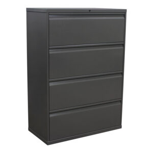 Knoll Used 36 Inch 4 Drawer Lateral File, Dark Gray
