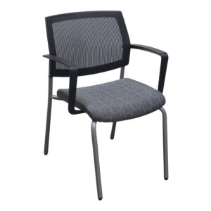 SitOnIt Focus Used Black Mesh Back Stack Chair, Gray Pattern Seat