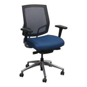 SitOnIt Focus Used Graphite Mesh Back Task Chair w Aluminum Base, Blue Seat