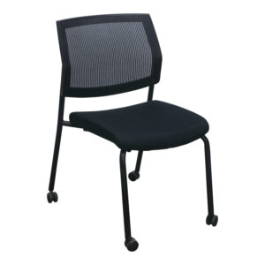 SitOnIt Focus Used Mesh Back Mobile Armless Stack Chair w 3D Fabric Seat, Black