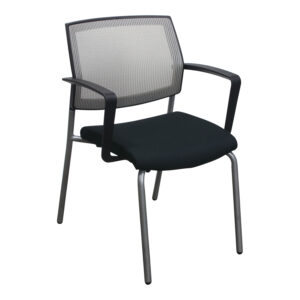 SitOnIt Focus Used Tan Mesh Back Stack Chair, Black Seat