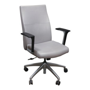 SitOnIt Prava Used Midback Leather Task Chair, Light Gray