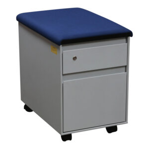 Steelcase Used Box File Mobile Pedestal w Blue Cushion Top, White