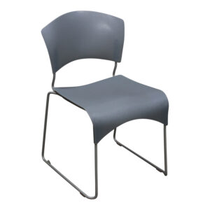 Used Plastic Stack Chair w Sled Base, Gray