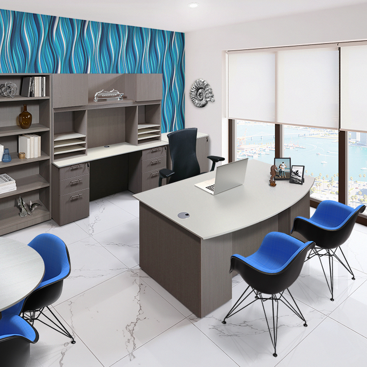 goSIT Manhattan Cashmere Gray Private Office with Steelcase Think Chair