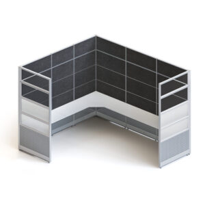 goSIT 10x12 Executive Cubicle | 92" Panels | Fabric, Glass & Metal
