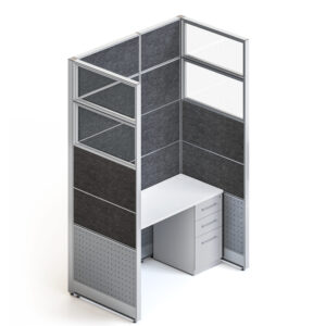 goSIT 5x3 Telemarketing Cubicle | 92" Panels | Fabric, Glass & Metal